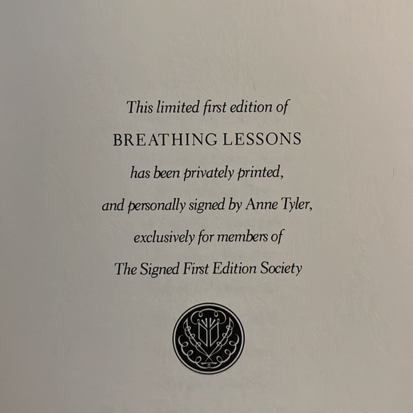 Signed First Edition. Breathing Lessons Hardcover Book by Anne Tyler - Picture 4 of 6